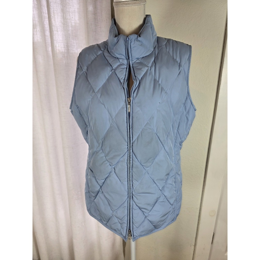 Pendleton Puffer Vest Womens Large Quilted Duck Down Filled Blue Classic